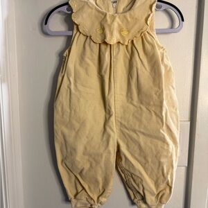 Yellow one piece for baby with collar and duck detail 9 months